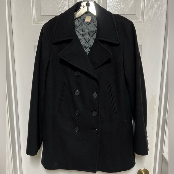 J Crew Vintage Pea Coat Black sz M